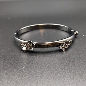 Juicy Couture Silver Hinged Bracelet with Crystal Accents